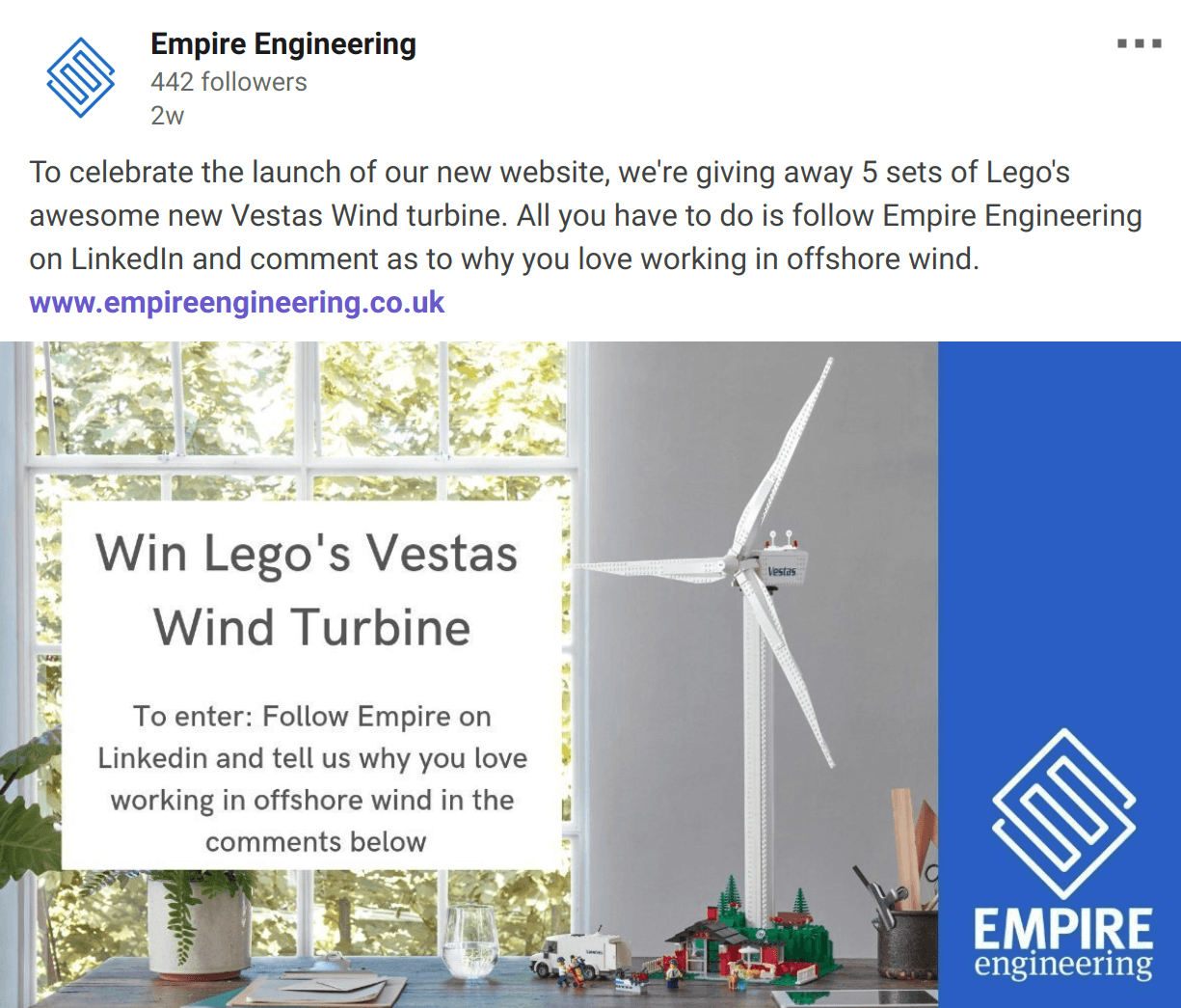 And the winners of a Lego Vestas Wind Turbine are…