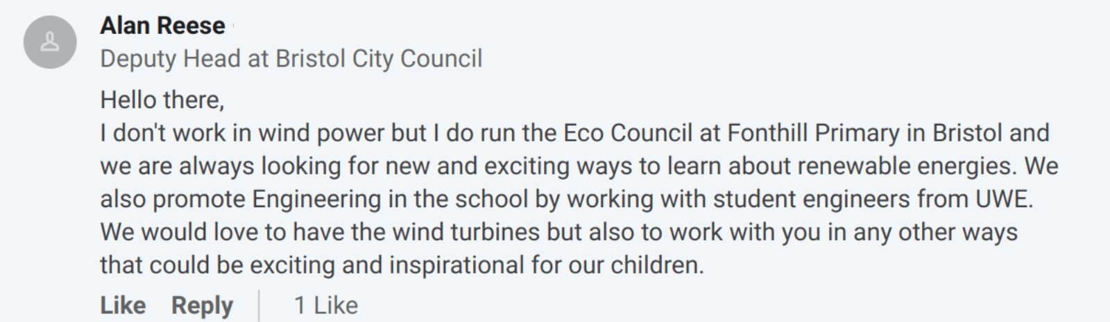 Alan Reese from Fonthill Primary School Eco Council