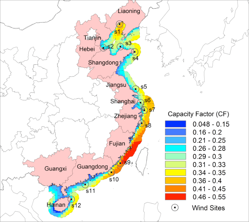 china offshore wind map eólica