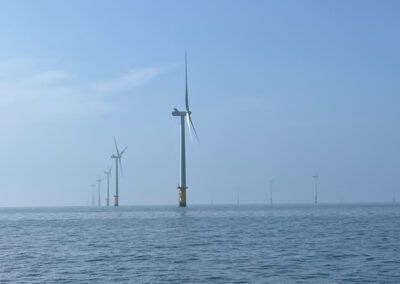 Line of WTGs at Rampion Offshore Wind Farm