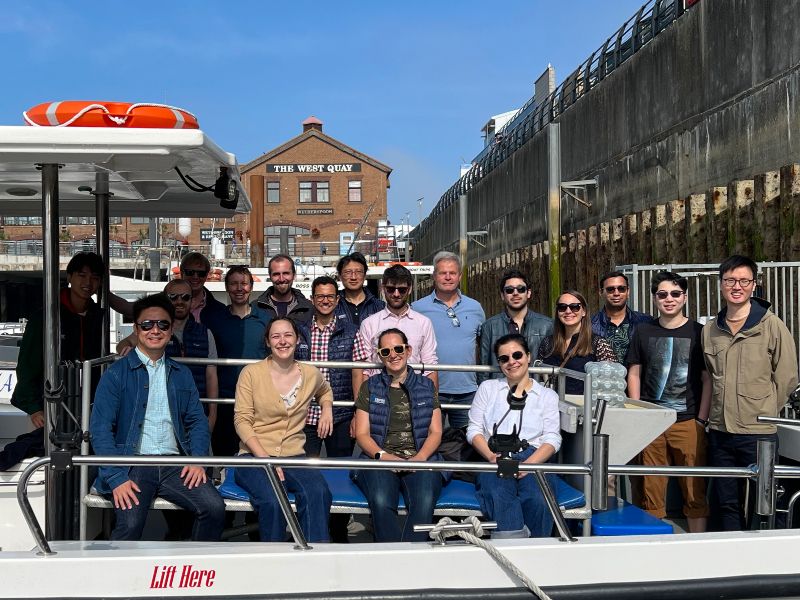 Team group shot on a boat